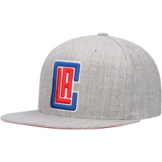 LA Clippers Mitchell & Ness Team Logo Snapback Hat - Heathered Gray