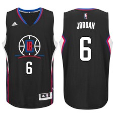 2015-16 New Season Logo DeAndre Jordan Los Angeles Clippers #6 Alternate Black Swingman Jersey