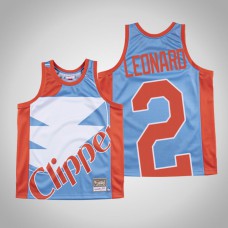 Men's Clippers Kawhi Leonard #2 Blue Big Face Hardwood Classics Jersey