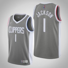 2020-21 Los Angeles Clippers Reggie Jackson #1 Gray Earned Jersey