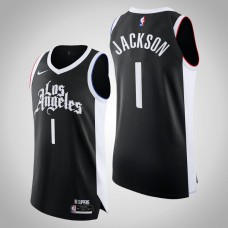 2020-21 Los Angeles Clippers Reggie Jackson #1 Black Authentic City Edition Player Jersey