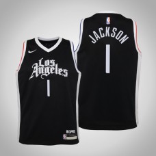 Youth Reggie Jackson Los Angeles Clippers #1 City Black 2021 Season Jersey